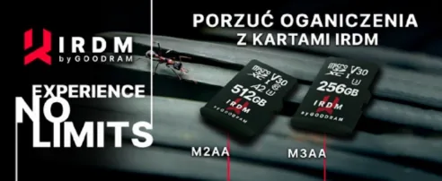 Baner IRDM Porzuć ograniczenia z kartami microSD 512 GB i 256 GB